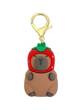 Capybara in Strawberry Hat Bag Charm